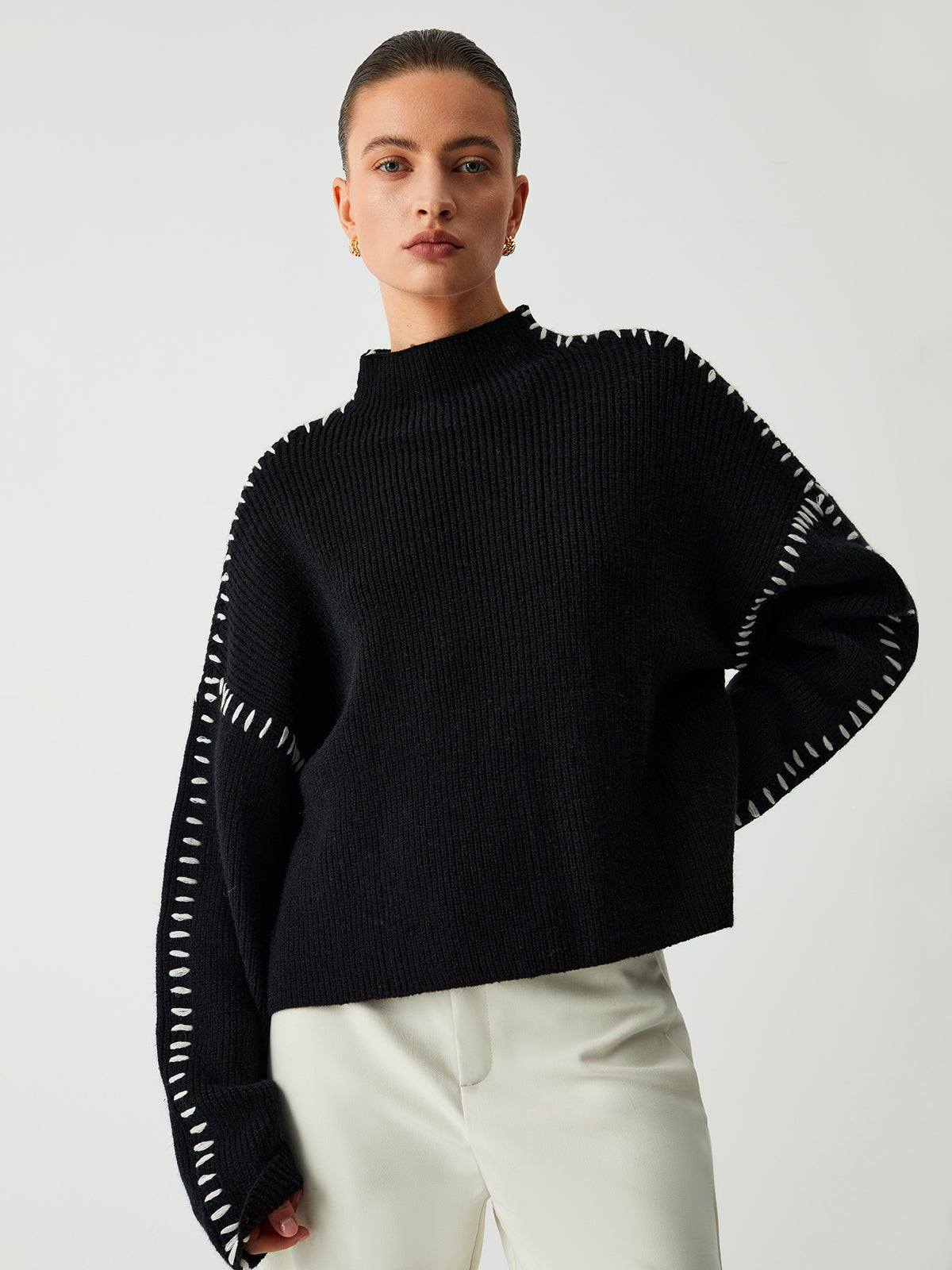 Vivian™ - Contrast Knit Sweater - Mia Montreal