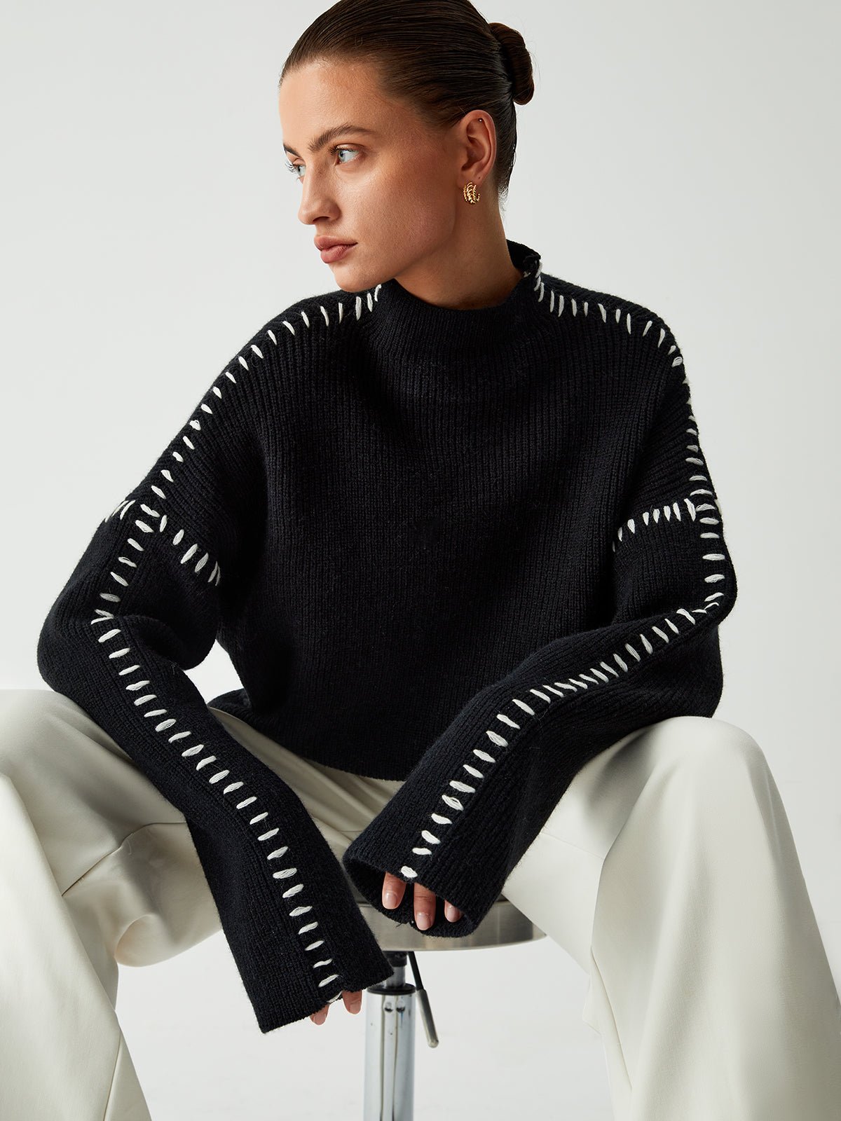 Vivian™ - Contrast Knit Sweater - Mia Montreal